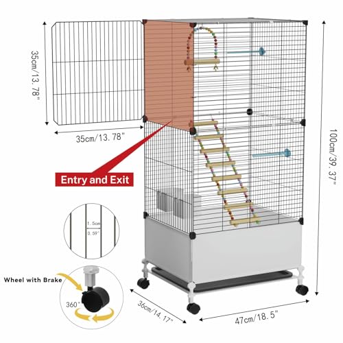 Large Flight Bird Cage (14.2"L x 18.5"W x 39.4"H)