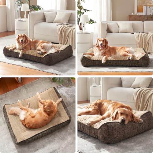 XL Orthopedic Dog Beds Large Sized Dog (L Plus(38"L x 28"W x 8"Th) / Brown)