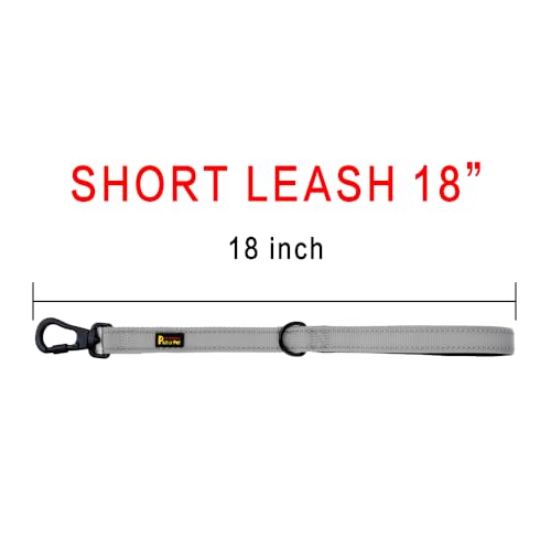 Short Dog Leash with Padded Handle for Medium Large Dogs (Gray / 18 Inch (Pack of 1))