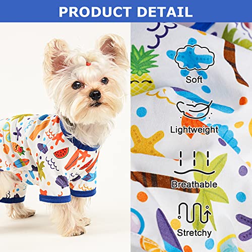 Dog Pajamas Pjs Fall Summer Dog Clothes for Small Dogs Girl (Beach / X-Large（16-20 lb))