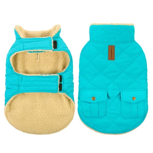 Warm Dog Jacket Cold Weather Puffer Coat Quilting Winter Vest (Medium / Light Blue)