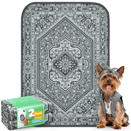 Washable Pee Pads for Dogs (Boho Grey / 17" x 23" (2 Packs))