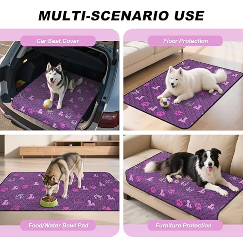 Washable Pee Pads for Dogs (Purple / 32"x52" (Pack of 2))