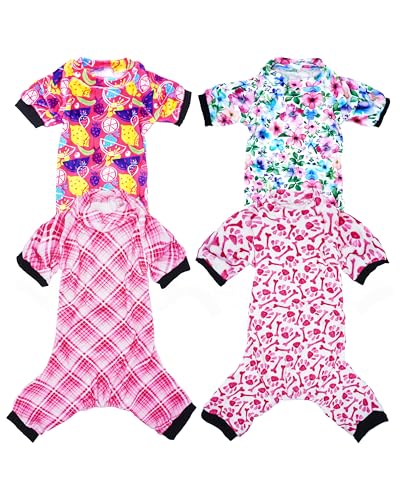 4 Pack Girl Fleece Dog Pajamas Warm for Extra Large Dogs (XX-Large)
