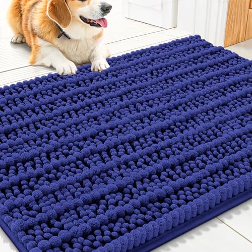 Dog Door Mat for Muddy Paws 30x20 (Layered-Navy Blue / 30"X20")