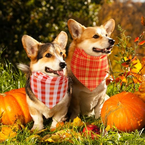 100 Pcs Fall Plaid Dog Bandanas Bulk (Fall / 25.6 x 17.7 x 17.7 Inch)