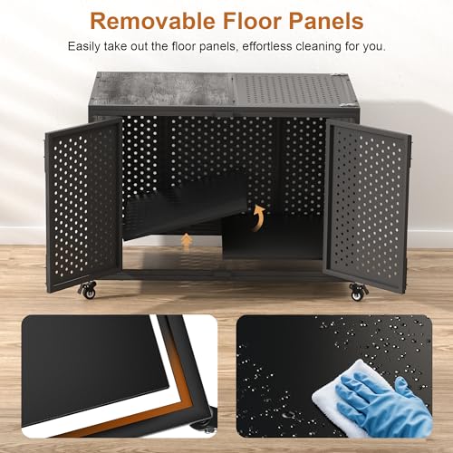 42" Heavy Duty Dog Crate Furniture for High Anxiety Dogs (Black and Gray / 42 inch)