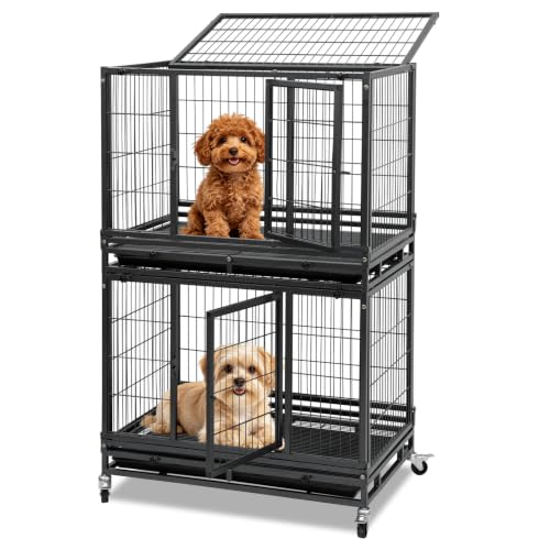 31" Two Tier Stackable Heavy Duty Dog Crate Cage Kennel Indoor (31.0"L x 20.0"W x 46.0"H)