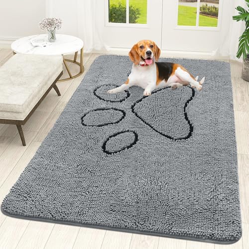 Dog Door Mat for Muddy Paws 70x46 (Grey / 70" X 46")