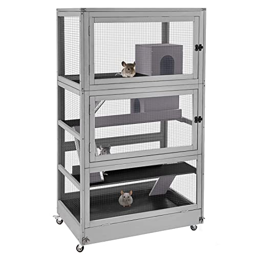 Chinchilla Cage Large Rolling Small Animal Cage for Adult Rats (36"L x 25"W x 63.2"H)
