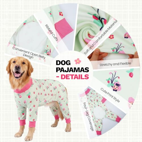 Dog Pajamas Fleece Dog Pjs with Four (Green / X-Large)