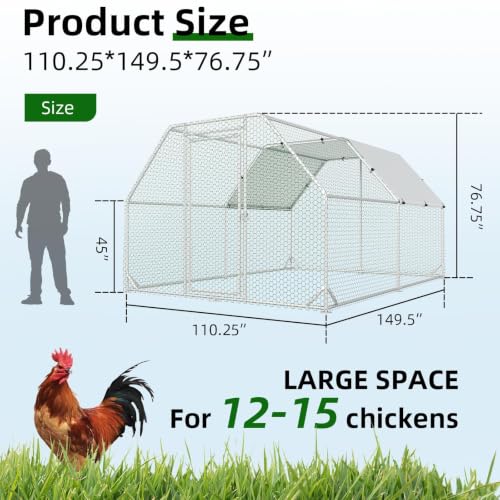 Metal Chicken Coop (149.5"L x 110.3"W x 76.8"H)