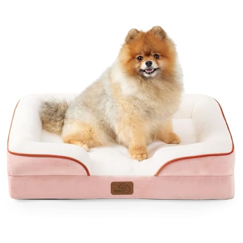 Orthopedic Dog Beds for Small Dogs Washable Original Design (Pink / 24"l X 18"w X 6"th)