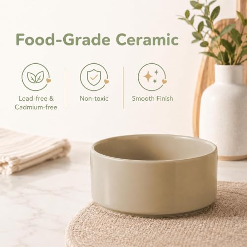 Ceramic Dog Bowls Elevated (Greige)