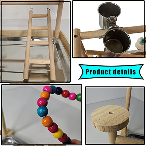 Small Bird Playground Parakeet Play Gym Wooden Parrot Perch Stand