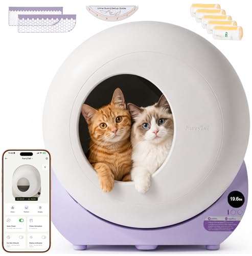Automatic Litter Box Self Cleaning with 120pcs Waste Bags (Purple + 120pcs Trash Bags)