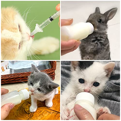 Kitten Puppy Feeding Bottles and Syringes with Nipples (White)