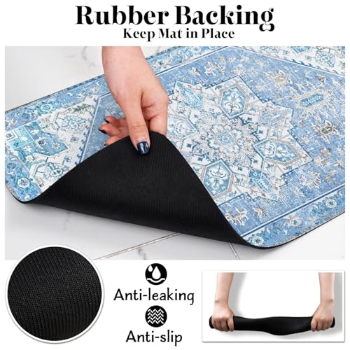 Dog Food Mats for Floors Absorbent (Light Blue / M(16"×24"))