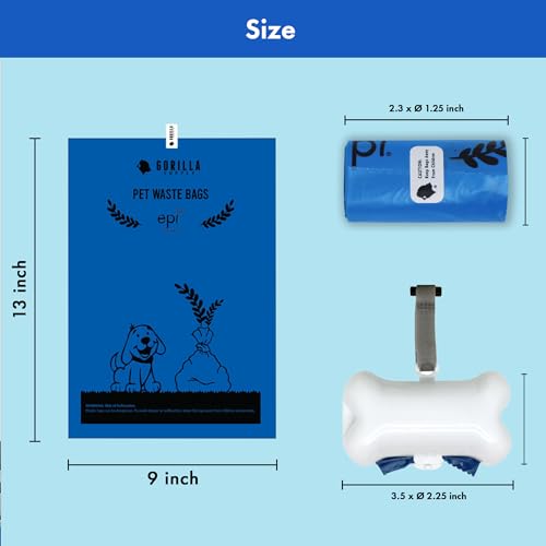 1000 Dog Poop Waste Bags with Dispenser and Leash Tie (Blue / 1 Count (Pack of 1000))