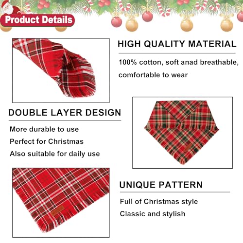 Christmas Dog Bandanas with Tassels Edges (X-Large / Christmas-3)
