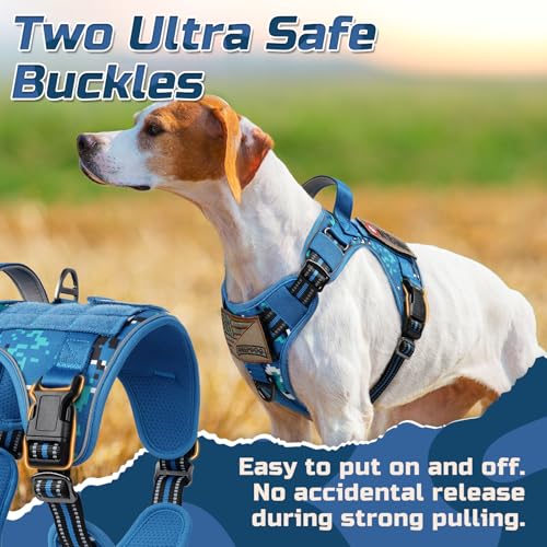 Tactical Dog Harness for Large (Blue Camo / Large)