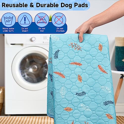 Washable Pee Pads for Dogs Large 48" x 48" 2 (Leaves - Sky Blue / 48x48 Inch (Pack of 2))