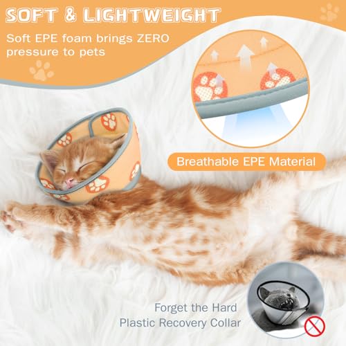 Cat Cone Collar Soft Elizabethan Collar for Surgery Recovery (Orange / S (Neck 5"-7"))