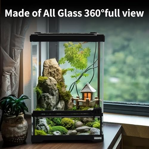 Mini Reptile Glass Terrarium Tank 8"*8"*10" Full View with Front Opening Door (8x8x10 inch)