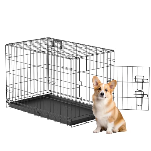 30" Foldable Metal Dog Crate (Black)