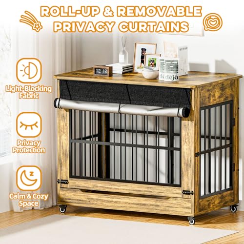 46" Large Dog Crate Furniture (Rustic Brown / 46.0"L x 28.4"W x 36.6"H)