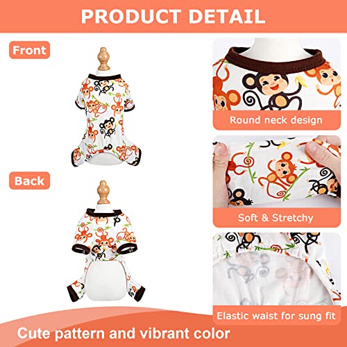 Dog Pajamas for Small Dogs Dog Summer Clothes Soft Dog Pjs Puppy Onesies Outfits Shirts Sleeper for Pet Cats Jammies (Cute Monkey / Small（3-5 lb))
