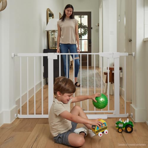 2 Pack 30 46" Baby Gate for Stairs (White / 30"-46"W x 30.5"H | 2 Pack)
