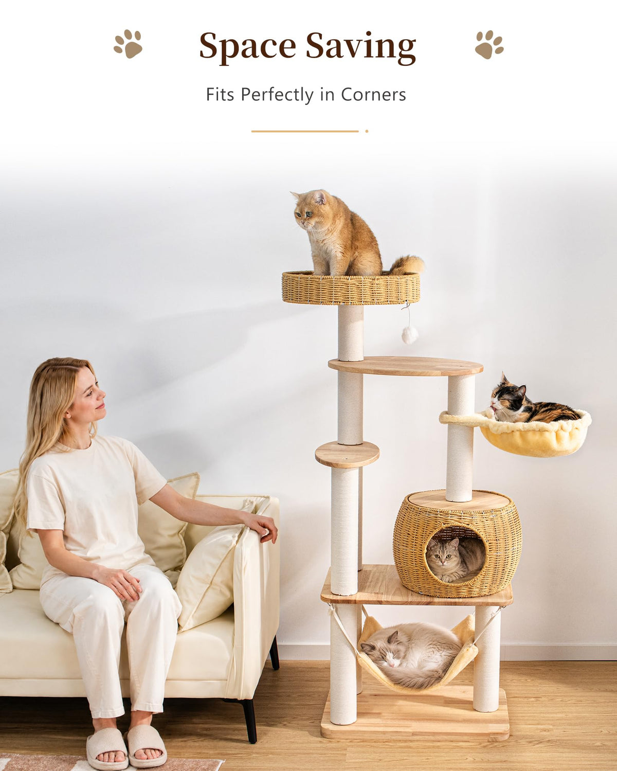 Wood Cat Tree for Large Cat (Nature DC888)