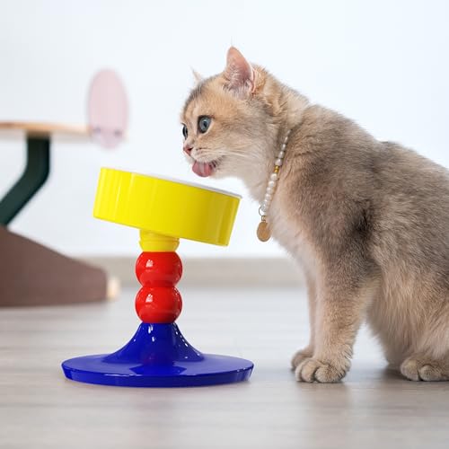 Ceramic Elevated Raised Cat Bowls (Red & Blue)