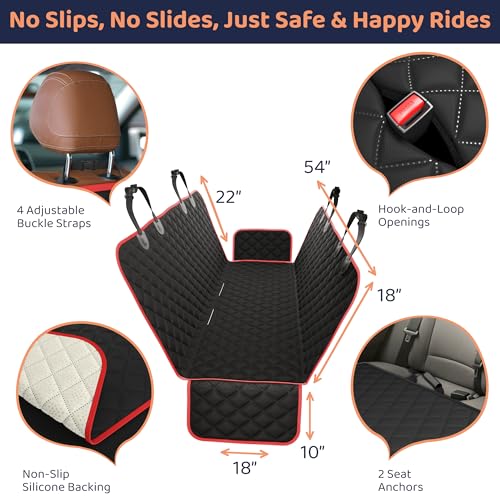 Dog Car Seat Cover for Back Seat (Red / Standard (58"x54"))