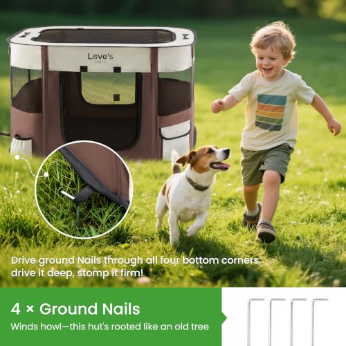 Pet Puppy Dog Playpen (Brown / Medium)