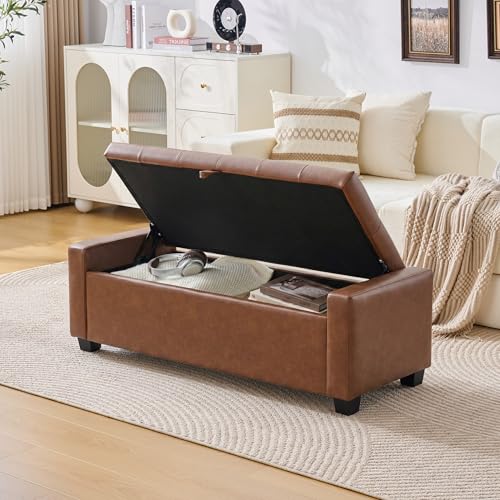 48" Ottoman with Storage (Brown / 19.7"D x 48"W x 16.9"H)