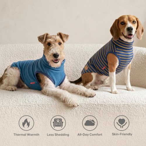 2Pack Dog Sweater for Small Dogs Soft Pet Coats Fleece Sweatshirt (Medium (7-11lbs) / 2# Stripe+Navyblue)