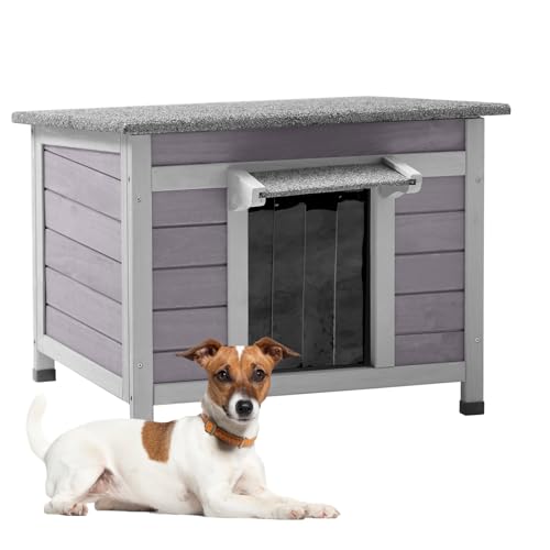 Wooden Dog House for Small Dogs Cats Outdoor Cage Indoor Kennel with PVC Door Flaps