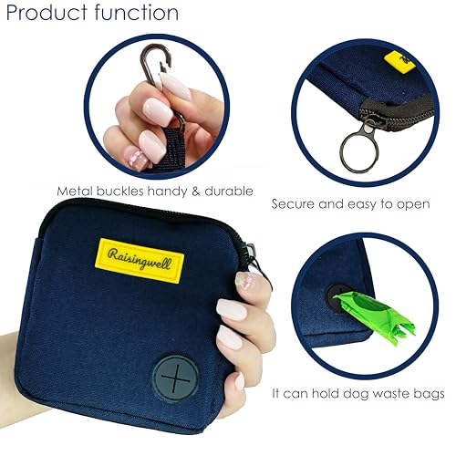 Dog Treat Pouch for Pet Walking and Training with Clicker Poop Bags Small Fanny Zipper Pack Holder for Puppy Snack Dispenser Kit for Leash and Outdoor Use (One Bag / a2.Blue)