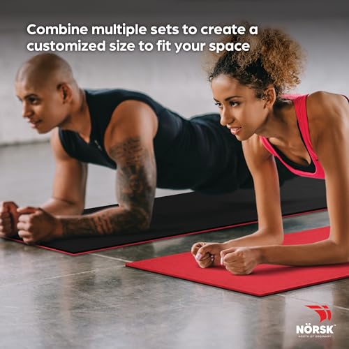 Reversible Gym Exercise Mats 3 (Red / Black / 8 Tiles - 32 Sq. Ft.)