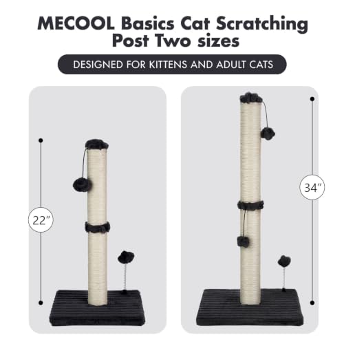 Cat Scratching Post Premium Basics Kitten Scratcher Sisal Scratch Posts with Hanging Ball 22in for Kittens or Smaller Cats (22 inches for kitten / Charcoal Gray)