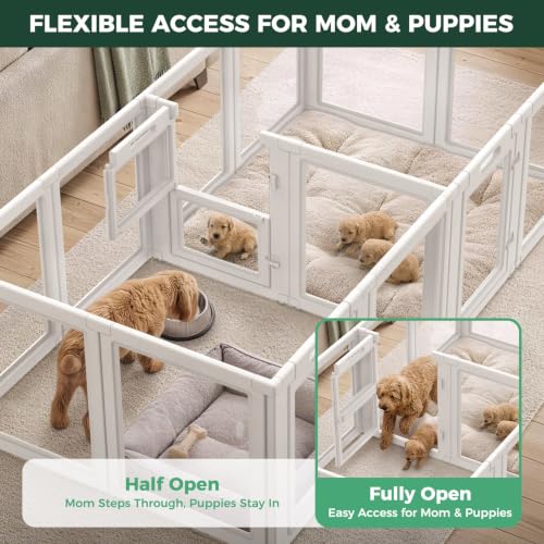 AuraSpace Acrylic Dog Playpen with Whelping Door (White / 24"H)