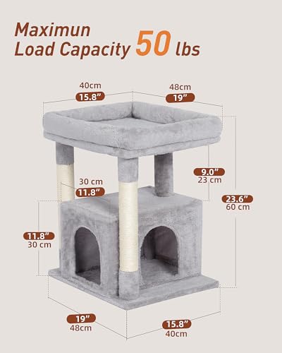 23.6" Cat Tree for Large Cat (Light Gray)