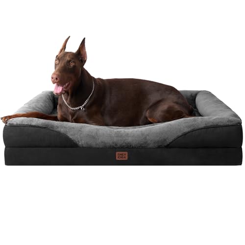 Orthopedic XL Dog Bed for Large Dog (Grey/Black / 48x35x7.5)