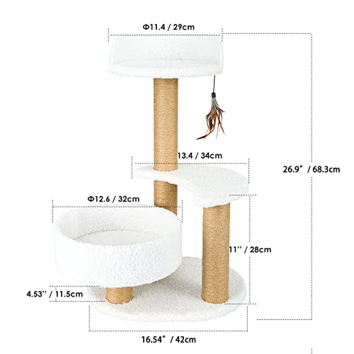 Modern Cat Tree Tower for Indoor Small Cats with Sisal Scratching Post