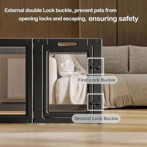 Clear Acrylic Dog Playpen Transparent Dog Playpen Indoor (Black / 30"H)