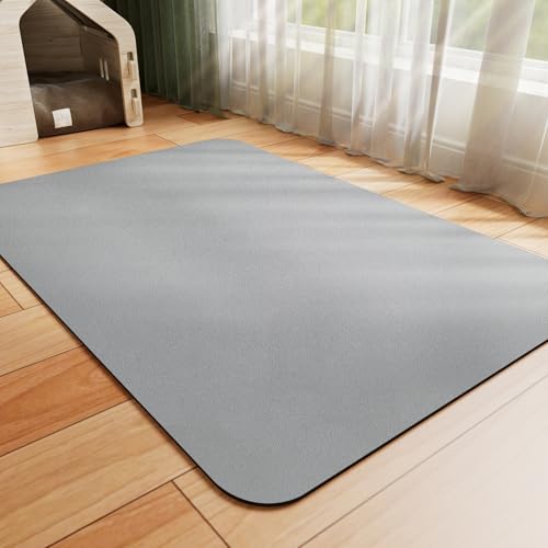 Dog Food Mat Absorbent Cat Mat for Food and Water (Grey / 24"L x 16"W)