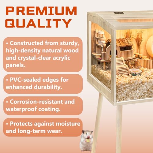 Hamster Cage Wooden Chew Proof (40.0"L x 20.0"W x 47.5"H)