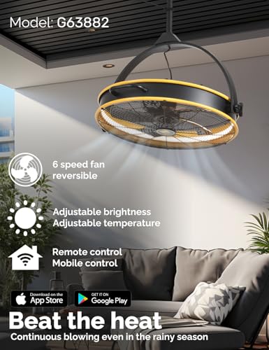 24.8'' Outdoor Ceiling Fan (5 blades- Yellow&Black)